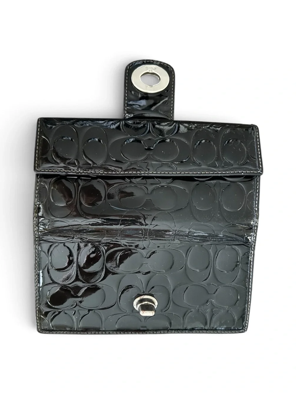 Coach Madison Black Patent Leather Wallet w/ Turquoise Lining | Like New